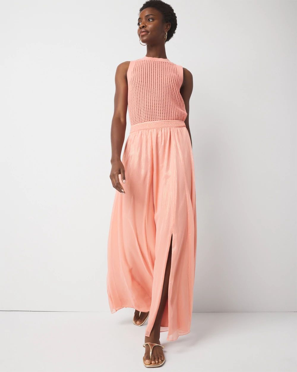 【WOOHWA】CLO CHIFFON SK Chiffon A-Line Maxi Skirt | White House Black Market